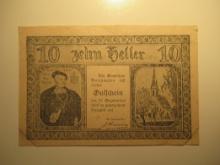 Foreign Currency: Austria 10 Heller Notgeld (UNC)