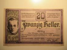Foreign Currency: 1920 Austria 20 Heller Notgeld (UNC)
