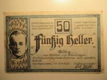 Foreign Currency: 1920 Austria 50 Heller Notgeld (UNC)