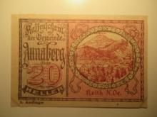 Foreign Currency: 1920 Austria 20 Heller Notgeld (UNC)