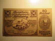 Foreign Currency: 1920 Austria 50 Heller Notgeld (UNC)