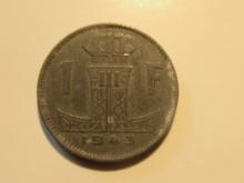 Foreign Coins:  1943 (WWII) Occupied Belgium 1 Franc