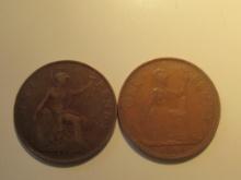 Foreign Coins: Great Britain 1919 & 1963 Pennies