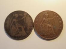 Foreign Coins: Great Britain 1918 & 1936 Pennies