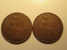 Foreign Coins: Great Britain 1921 & 1930 Pennies