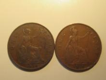 Foreign Coins: Great Britain 1928 & 1929 Pennies