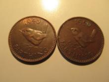 Foreign Coins: 1946 & 1950 Great Britain Farthings