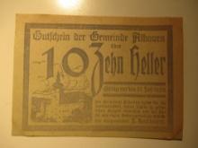 Foreign Currency: 1920 Austria 10 Heller Notgeld (UNC)