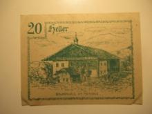Foreign Currency: 1920 Austria 20 Heller Notgeld (UNC)
