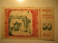 Foreign Currency: 1920 Austria 50 Heller Notgeld (UNC)