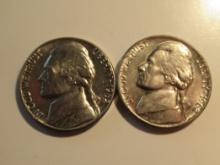 US Coins: 2x1962-D BU/Clean 5 Cents