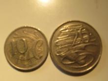 Foreign Coins:  Australia 10 & 20 Cents