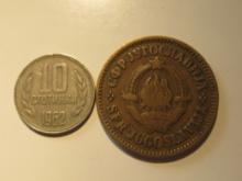 Foreign Coins: Yugoslavia 1962 10 & 1965 50  Dinaras