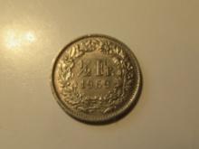 Foreign Coins: Switzerland 1969 1/2 Francs