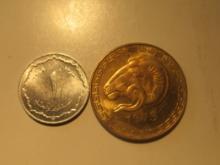 Foreign Coins: Algeria 1964 1 & 1975 20 unit coins