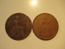 Foreign Coins: Great Britain 1909 & 1962 Pennies