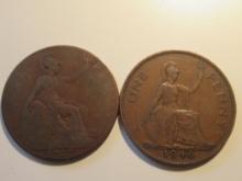 Foreign Coins: Great Britain 1912 & 1946 Pennies