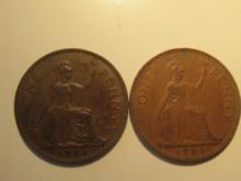 Foreign Coins: Great Britain 1944 & 1963 Pennies