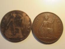 Foreign Coins: Great Britain 1917 & 1938 Pennies