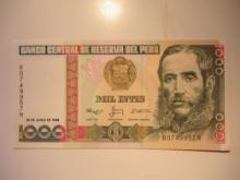 Foreign Currency: 1988 Peru 1,000 Intis (Crisp)