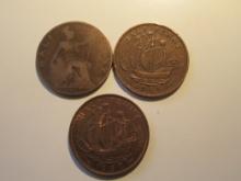Foreign Coins: Great Britain 1911, 1959 & 1967 1/2 Pennies