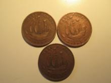 Foreign Coins: Great Britain 1938, 1943 & 1955 1/2 Pennies