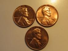 US Coins: 3xBU/Clean 1963-D pennies