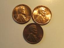 US Coins: 3xBU/Clean 1964 pennies