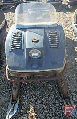 1960s Sno Cruiser 207E snowmobile, OMC gas engine, missing flywheel; parts sled, does not run