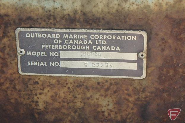 1960s Sno Cruiser 207E snowmobile, OMC gas engine, missing flywheel; parts sled, does not run