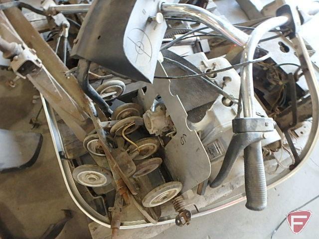 John Deere snowmobile parts: motor, track, skis, clutch, shields, steering