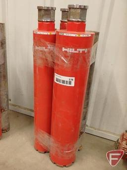 Hilti core bits, sizes 4in new, 3in new, 3in, 2.5in, 2in