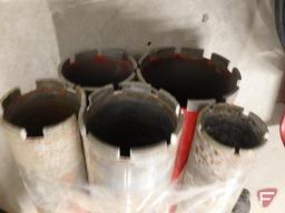 Hilti core bits, sizes 4in new, 3in new, 3in, 2.5in, 2in