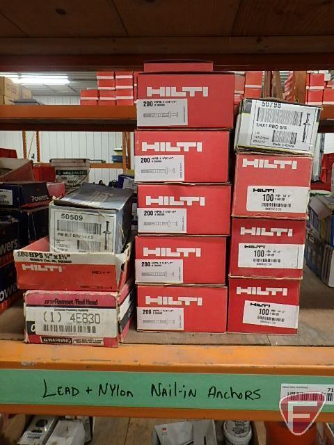 Lead and nylon nail-in anchors.. 2200 Hilti HPS-1.25 x 1in assorted others