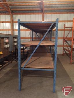 Pallet racking, 7ft tall, 4ft deep, 8ft wide, with shelf material; disassembled, palletized, and