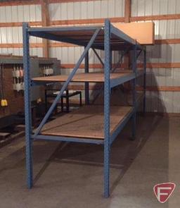 Pallet racking, 7ft tall, 4ft deep, 8ft wide, with shelf material; disassembled, palletized, and