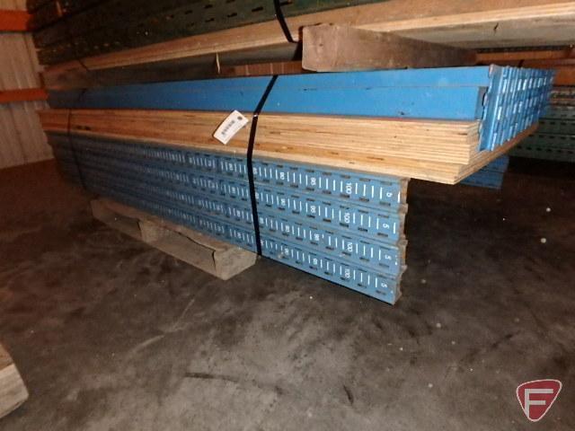 Pallet racking, 7ft tall, 4ft deep, 8ft wide, with shelf material; disassembled, palletized, and