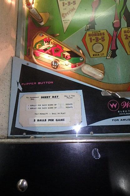 Vintage pinball machine, Williams Electronics Inc. Derby Day-It works, lights come on and horses go