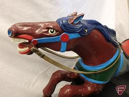 CW Parker Carousel Horse, cast aluminum horse with pole, hardware not included