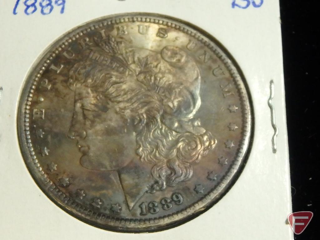 1889 Morgan Silver Dollar AU or better, heavily toned