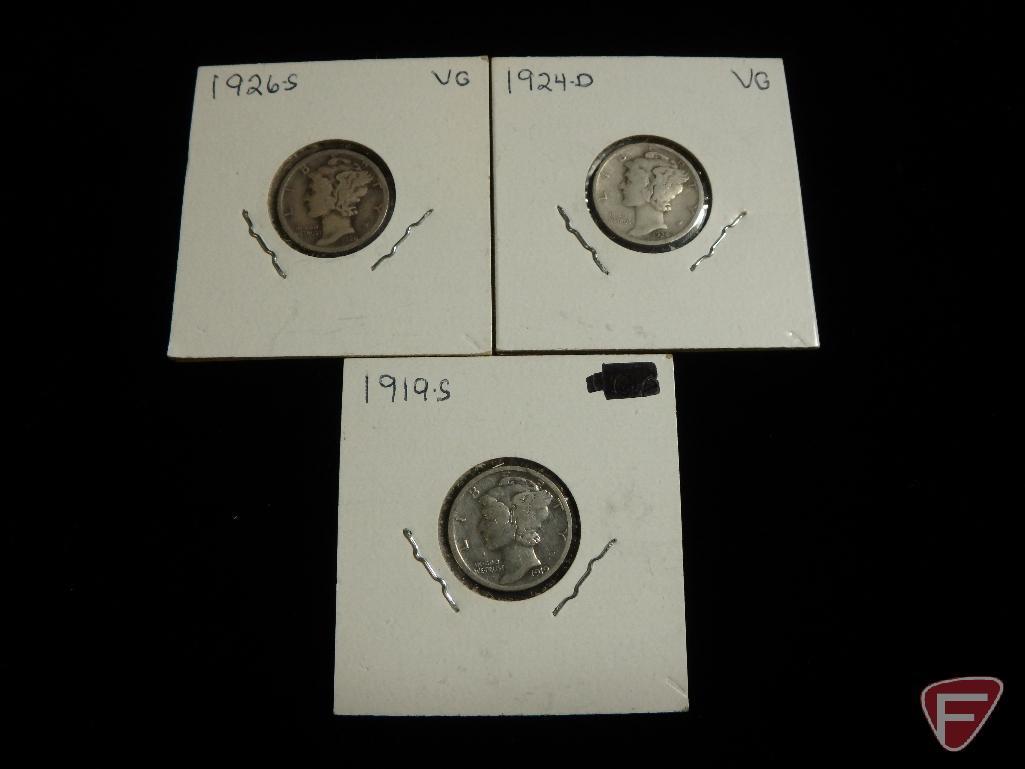 1924 D Mercury Dime VG, 1926 S Mercury Dime VG