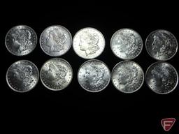 1921 Morgan Silver Dollars BU, mini roll of 10 coins