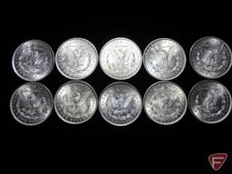1921 Morgan Silver Dollars BU, mini roll of 10 coins