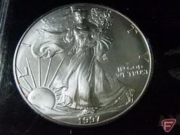1999 American Silver Eagle 1 Troy oz. .999 Fine Silver coin BU, in case