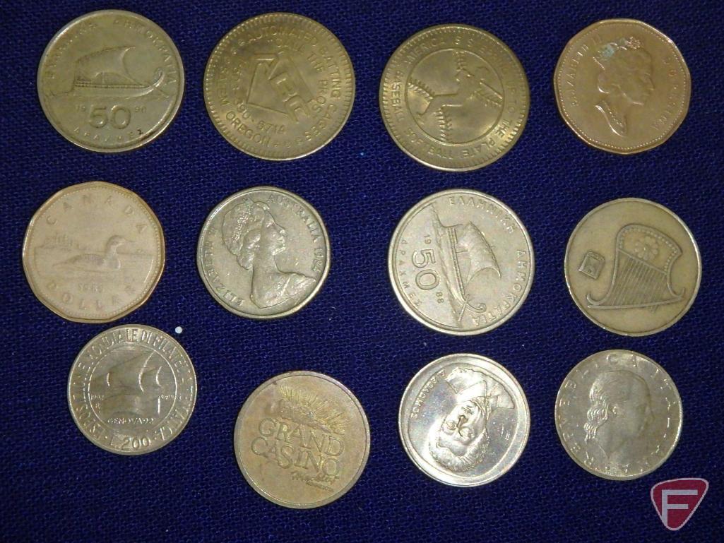 Modern foreign coins, approx. 1 lb., State Quarters (5), 6 Misc. Kennedy Clad Half Dollars,