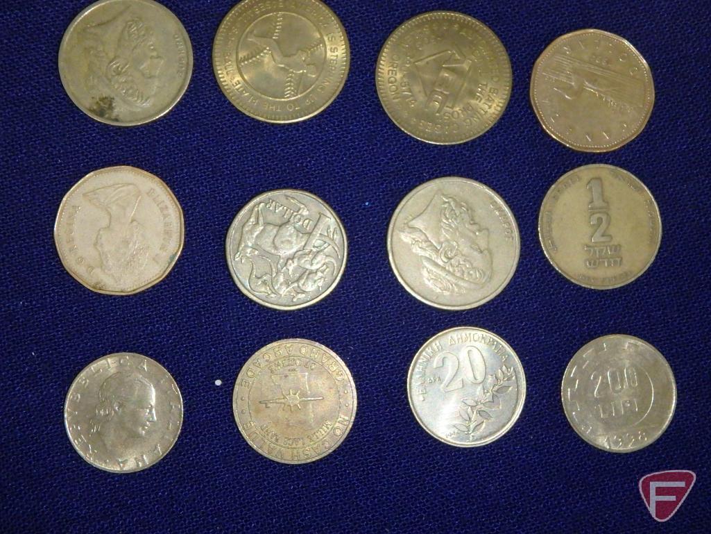 Modern foreign coins, approx. 1 lb., State Quarters (5), 6 Misc. Kennedy Clad Half Dollars,