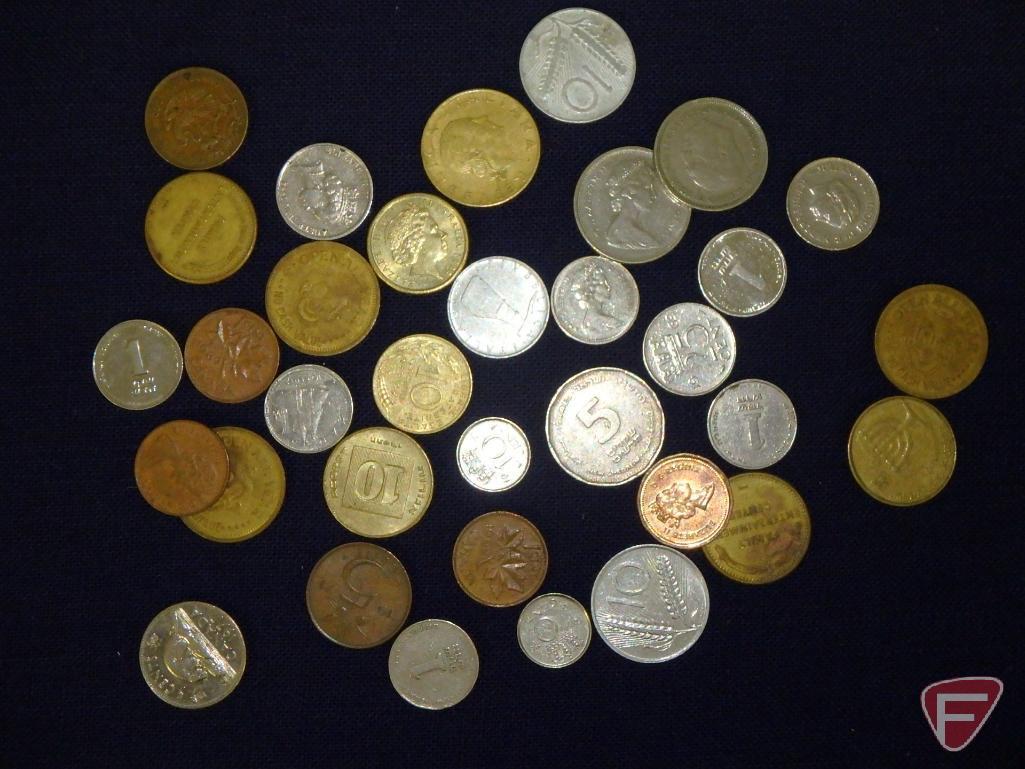 Modern foreign coins, approx. 1 lb., State Quarters (5), 6 Misc. Kennedy Clad Half Dollars,