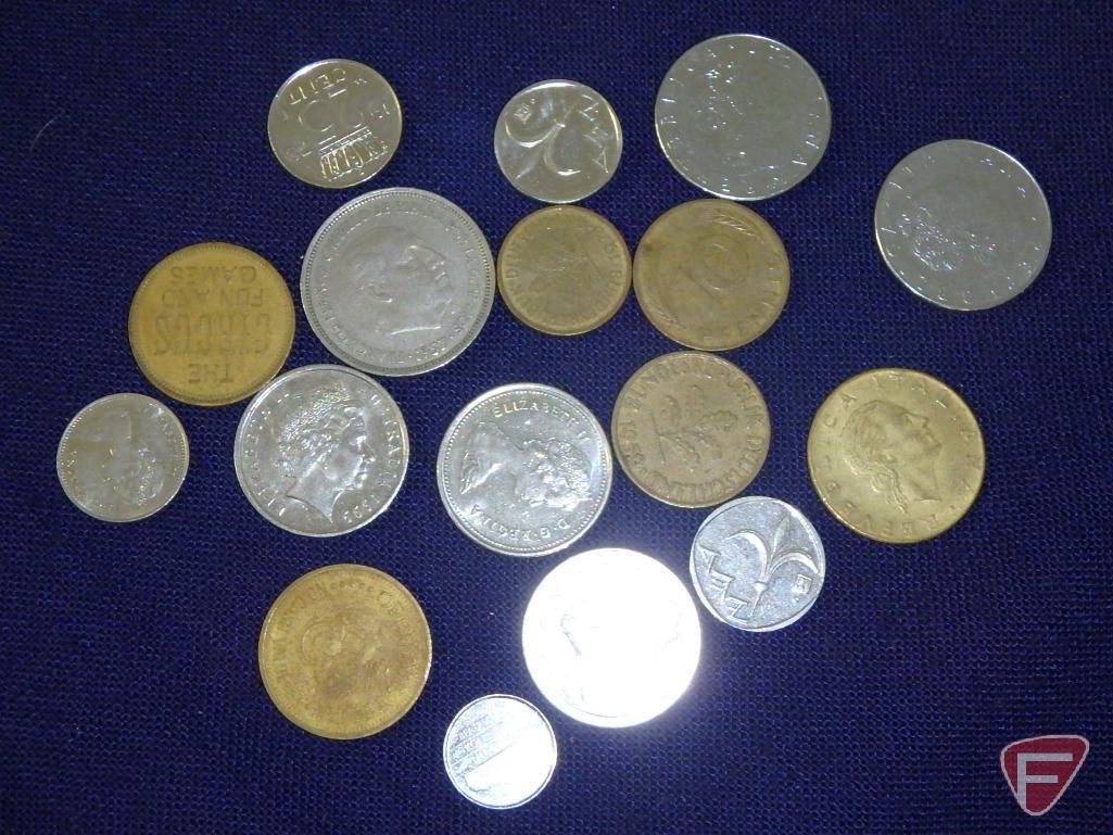 Modern foreign coins, approx. 1 lb., State Quarters (5), 6 Misc. Kennedy Clad Half Dollars,