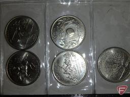 Modern foreign coins, approx. 1 lb., State Quarters (5), 6 Misc. Kennedy Clad Half Dollars,