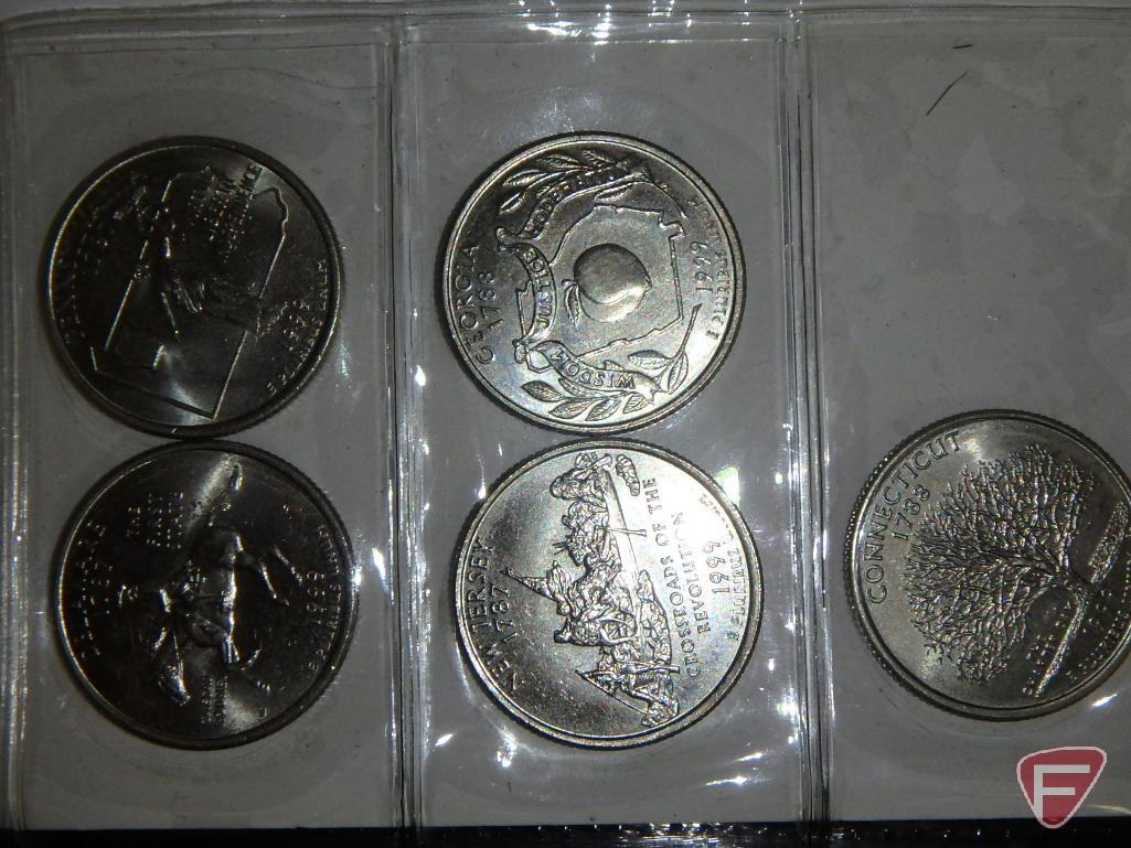 Modern foreign coins, approx. 1 lb., State Quarters (5), 6 Misc. Kennedy Clad Half Dollars,